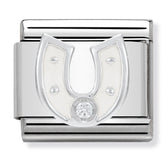 Nomination Composable Classic Link 330305/12 White Horseshoe with CZ & Enamel in 925 Silver